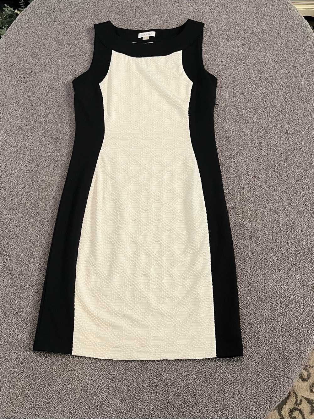 Calvin Klein Black & White Colorblock Midi Sheath Dress
